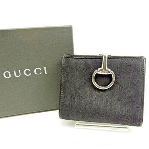 Authentic  Gucci Wallet Purse Folding wallet GG Black Woman unisex Used